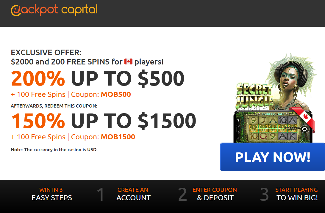 200%
                                UP TO $500 + 100 Free Spins | Coupon:
                                MOB500