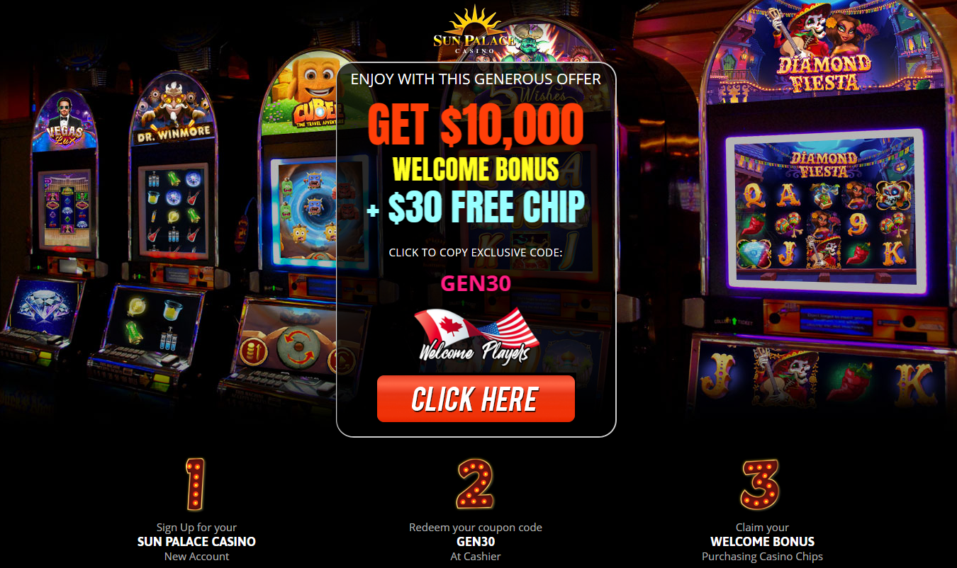 Sun Palace Casino-GET $10,000 WELCOME BONUS + $30 FREE